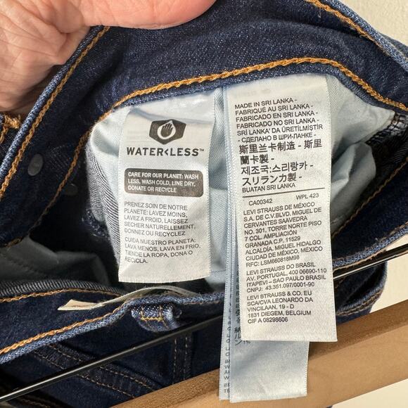 Levi's | Dark Wash Ribcage Straight Ankle Distressed High Rise Button Fly Jeans - Picture 8 of 10